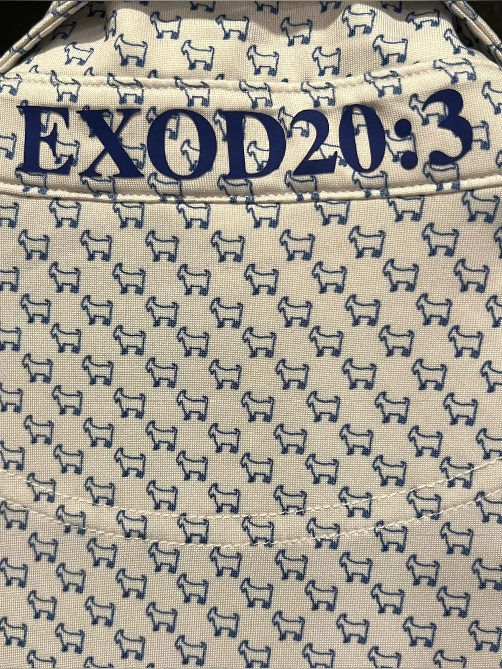 Goated Mens White and Blue All Over Goat Print Short Sleeve Performance Polo 3XL